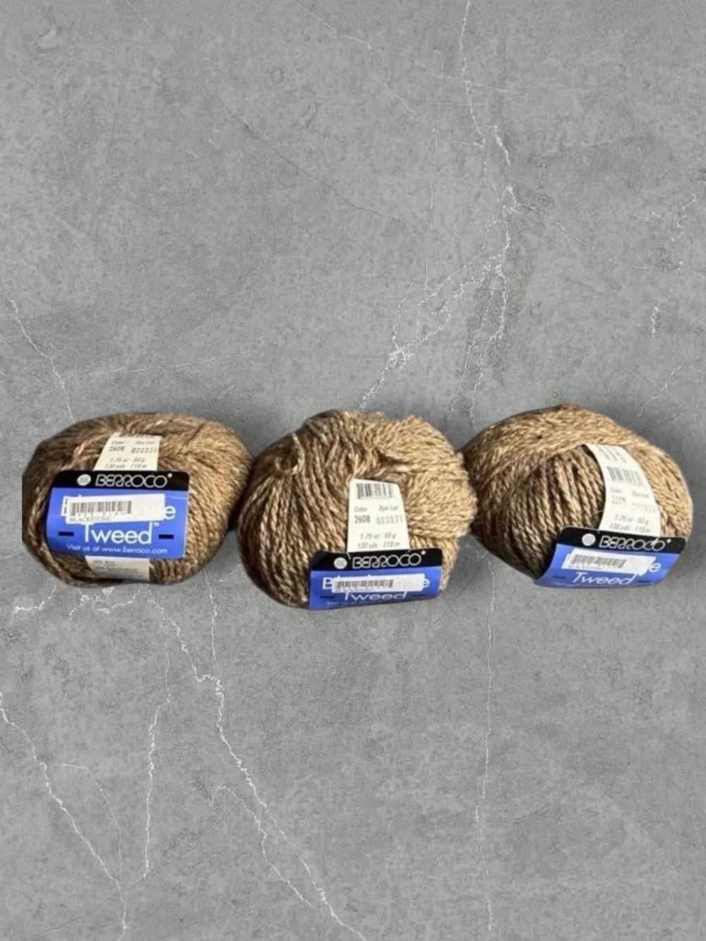 Berroco Blackstone Tweed quahog lot of 3 ball yarn color 2608